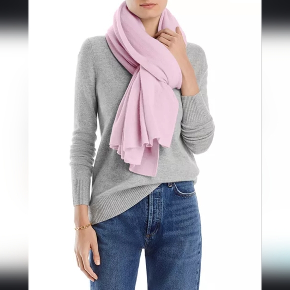 NWT C by Bloomingdale's Cashmere Travel Wrap Shawl Scarf in Rose Quartz - Picture 4 of 12